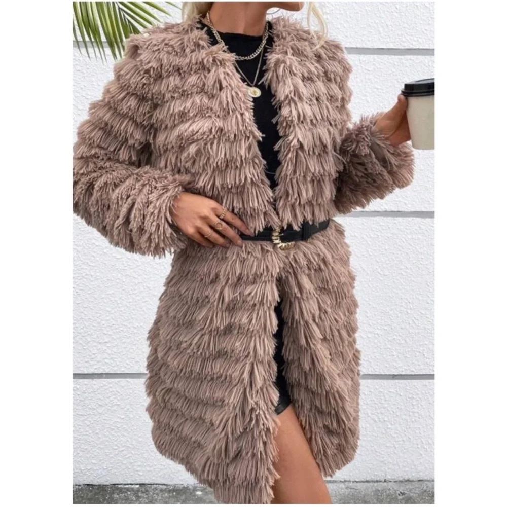 Luxe Fuzzy Soft Jacket Coat XS S M L - Picture 4 of 5